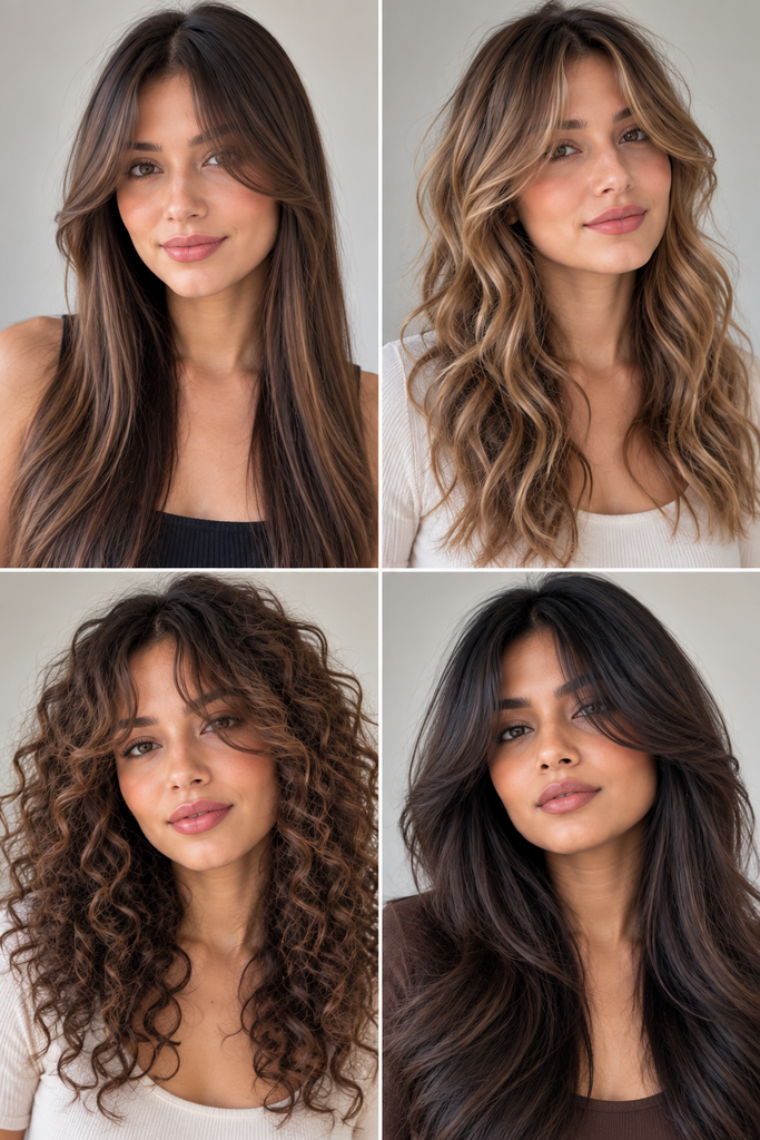Curtain bangs on straight wavy curly and thick hair