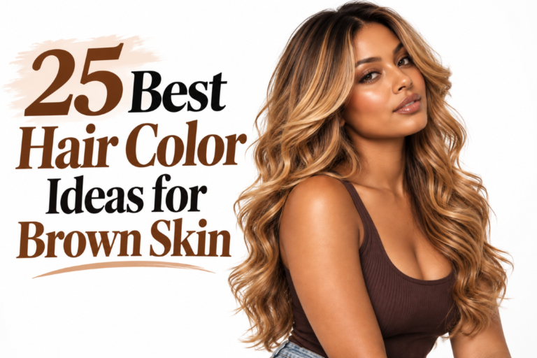 Dimensional brunette hair color on brown skin with caramel and honey tones