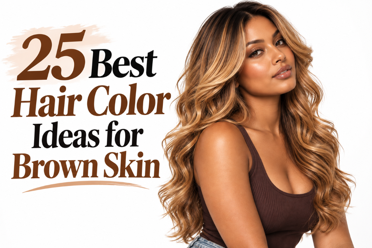 Dimensional brunette hair color on brown skin with caramel and honey tones