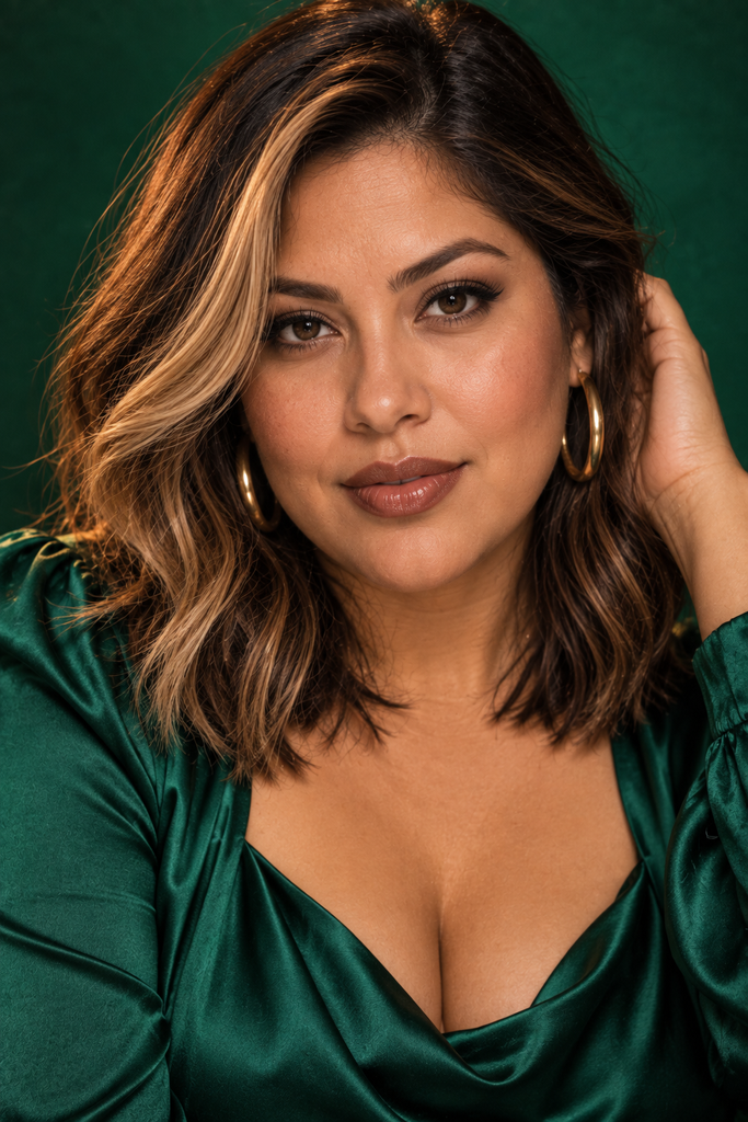 Money piece highlight on medium length hair, a trending color idea
