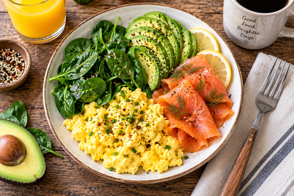 Nutrient-rich breakfast plate that supports hair growth and helps stop hair loss